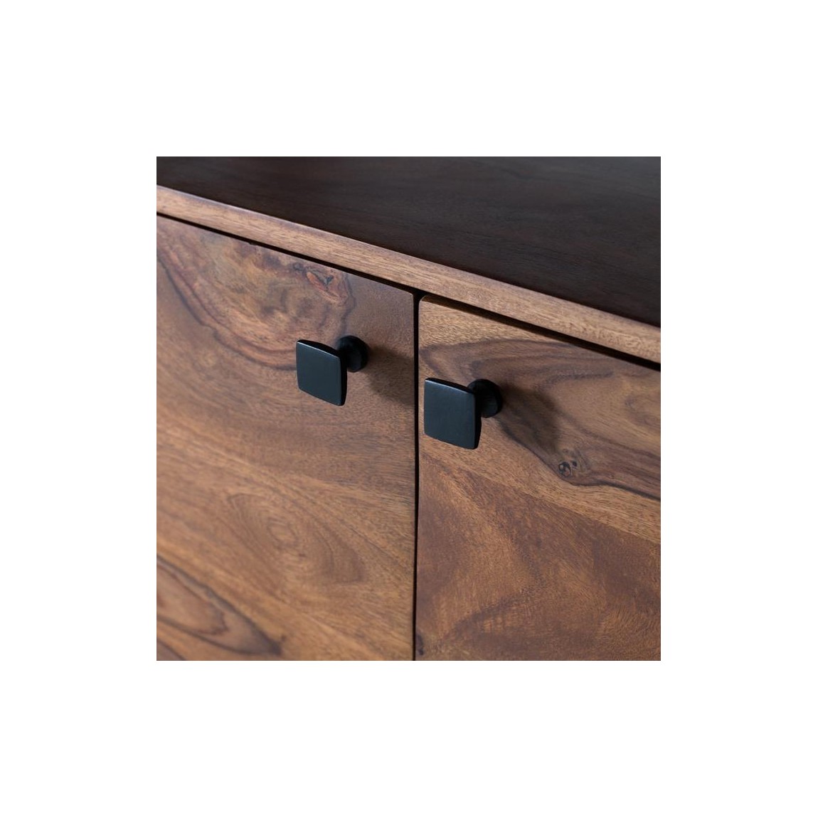 Aparador de Madera de Palisandro y Metal 4 Puertas Color Nogal