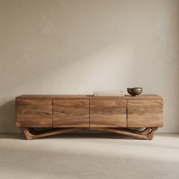Mueble TV madera de acacia 4 puertas