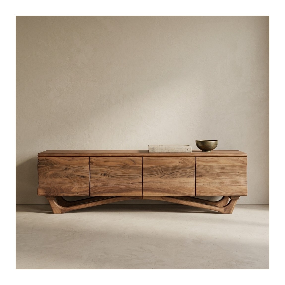 Mueble TV madera de acacia 4 puertas